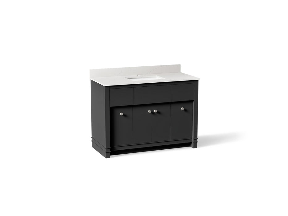 KOHLER K-33268 Alouette™ 48" Bathroom Vanity Cabinet with Sink and Quartz Top, dark warm grey