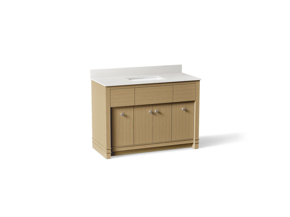 KOHLER K-33268 Alouette™ 48" Bathroom Vanity Cabinet with Sink and Quartz Top, light oak