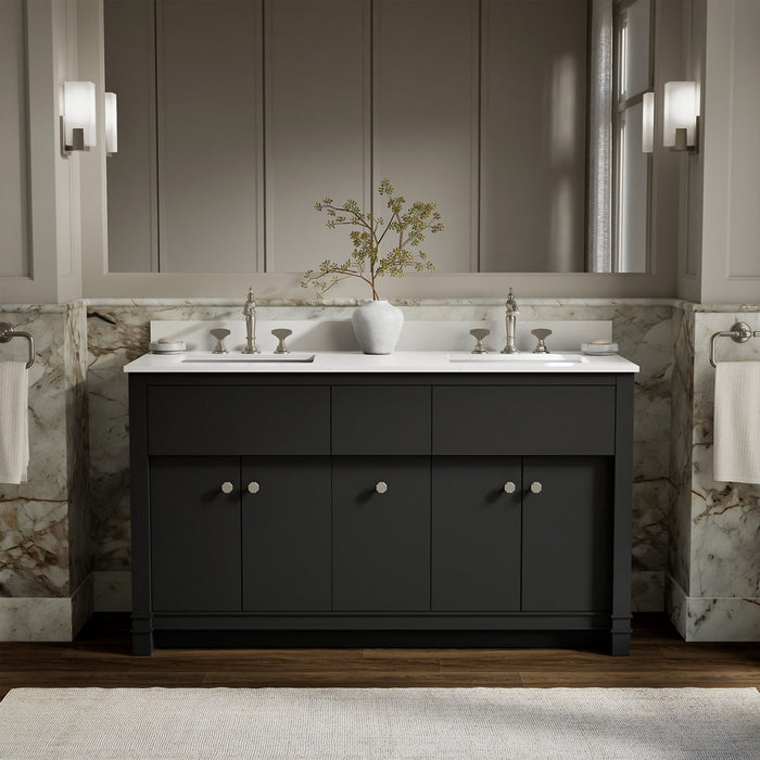 KOHLER K-33293 Alouette™ 60" Bathroom Vanity Cabinet with Sinks and Quartz Top, dark warm grey - view 2
