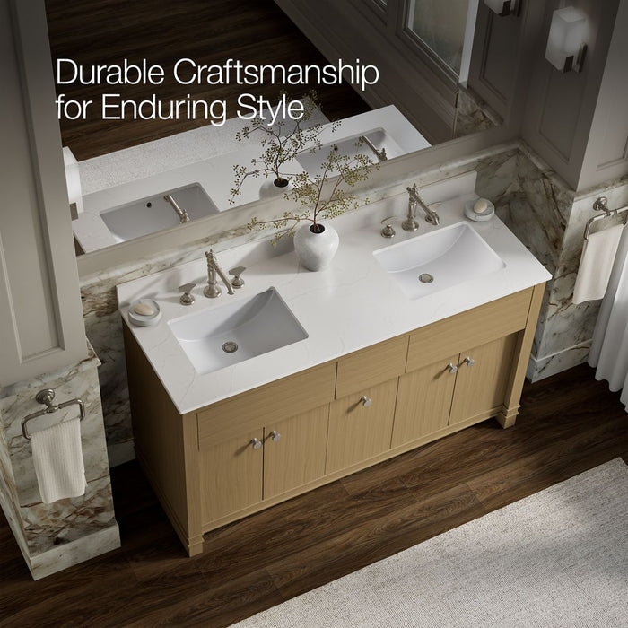 KOHLER K-33293 Alouette™ 60" Bathroom Vanity Cabinet with Sinks and Quartz Top, light oak - view 5