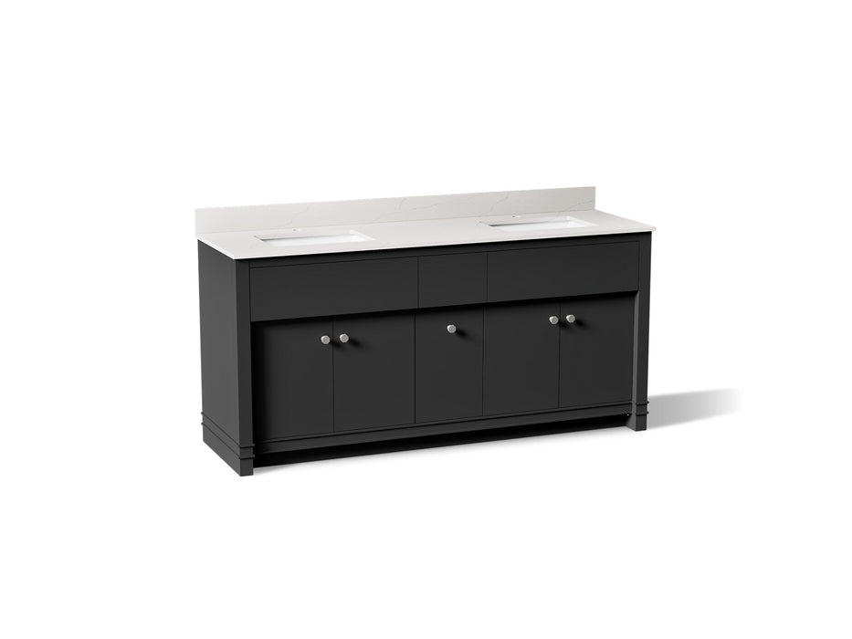 KOHLER K-33294 Alouette™ 72" Bathroom Vanity Cabinet with Sinks and Quartz Top, dark warm grey