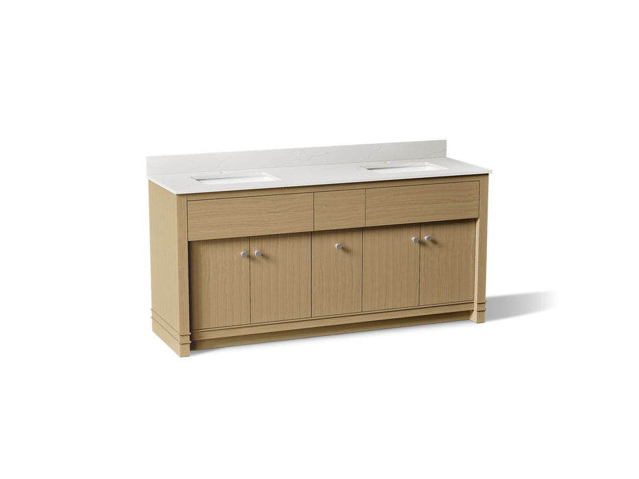 KOHLER Alouette™ 72" bathroom vanity cabinet with sinks and quartz top
