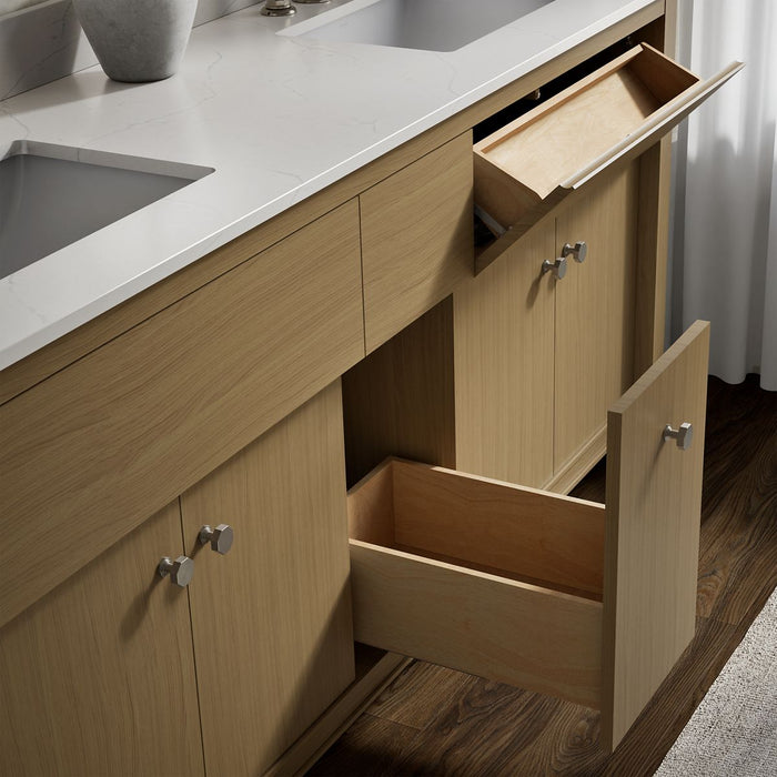 KOHLER Alouette™ 72" bathroom vanity cabinet with sinks and quartz top