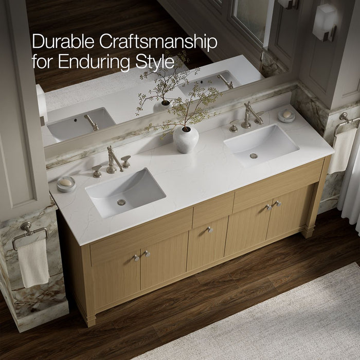 KOHLER Alouette™ 72" bathroom vanity cabinet with sinks and quartz top