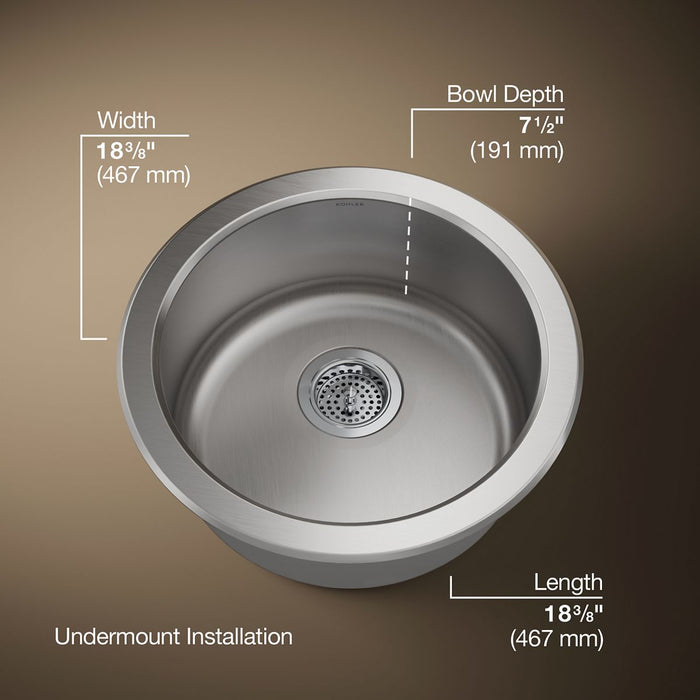 KOHLER K-3341 Undertone Lyric 18-1/2" top-/undermount single-bowl bar sink