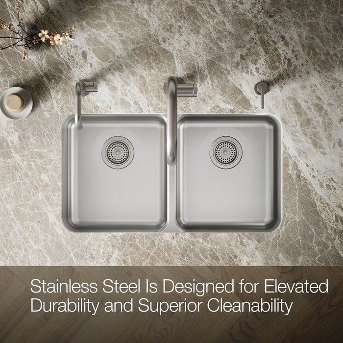 KOHLER K-3350 Undertone 31-1/2" undermount double-bowl kitchen sink, stainless steel - view 3