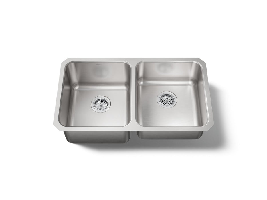 KOHLER K-3351 Undertone 31-1/2" undermount double-bowl kitchen sink, stainless steel