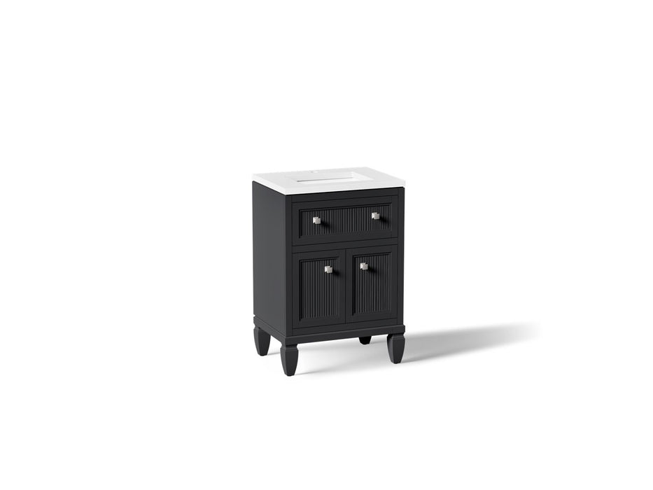 KOHLER K-33535-ASB Hearthaven 24" bathroom vanity cabinet with sink and quartz top, slate grey