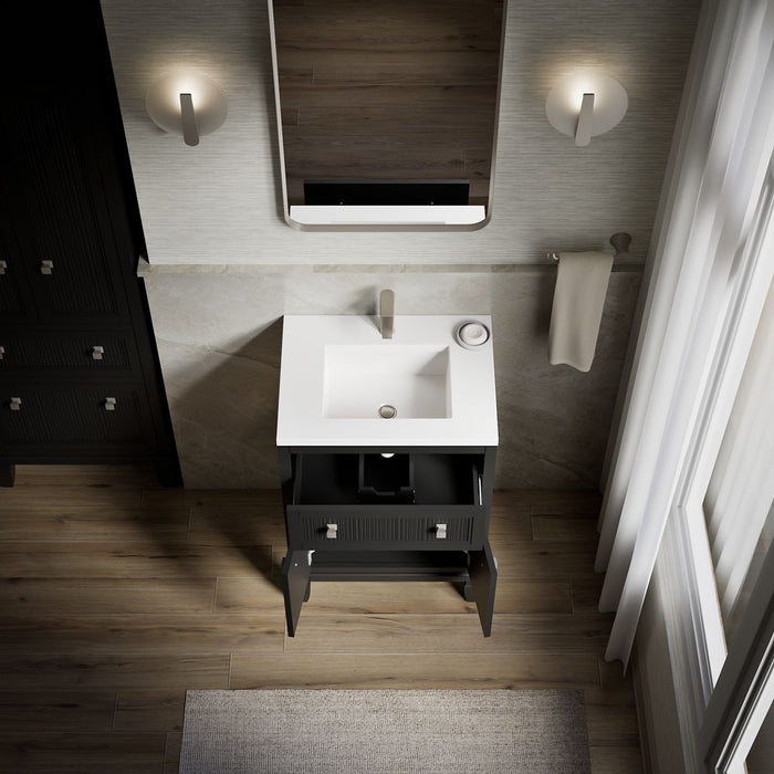 KOHLER K-33535-ASB Hearthaven 24" bathroom vanity cabinet with sink and quartz top, slate grey - view 3