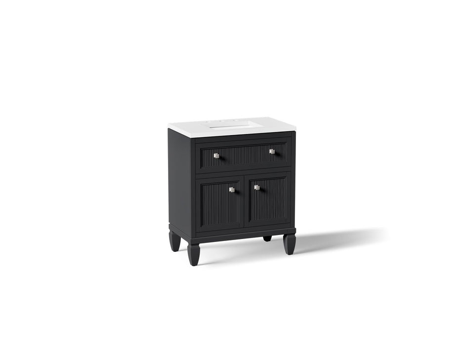 KOHLER K-33536-ASB Hearthaven 30" bathroom vanity cabinet with sink and quartz top, slate grey