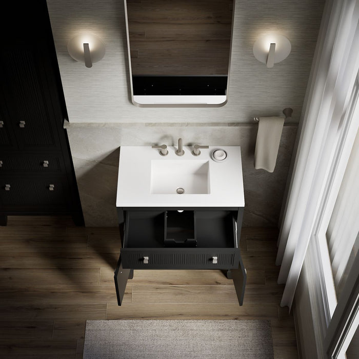 KOHLER K-33536-ASB Hearthaven 30" bathroom vanity cabinet with sink and quartz top, slate grey - view 3