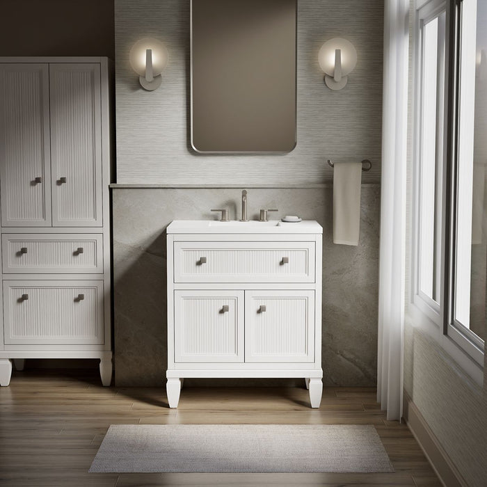 KOHLER K-33536-ASB Hearthaven 30" bathroom vanity cabinet with sink and quartz top, white - view 5