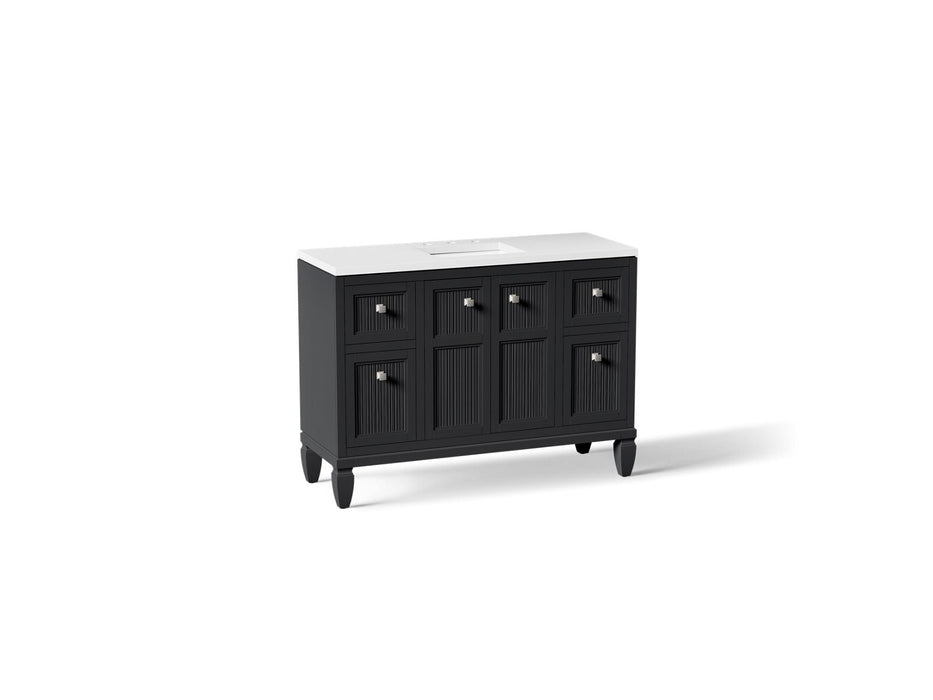 KOHLER K-33538-ASB Hearthaven 48" bathroom vanity cabinet with sink and quartz top, slate grey