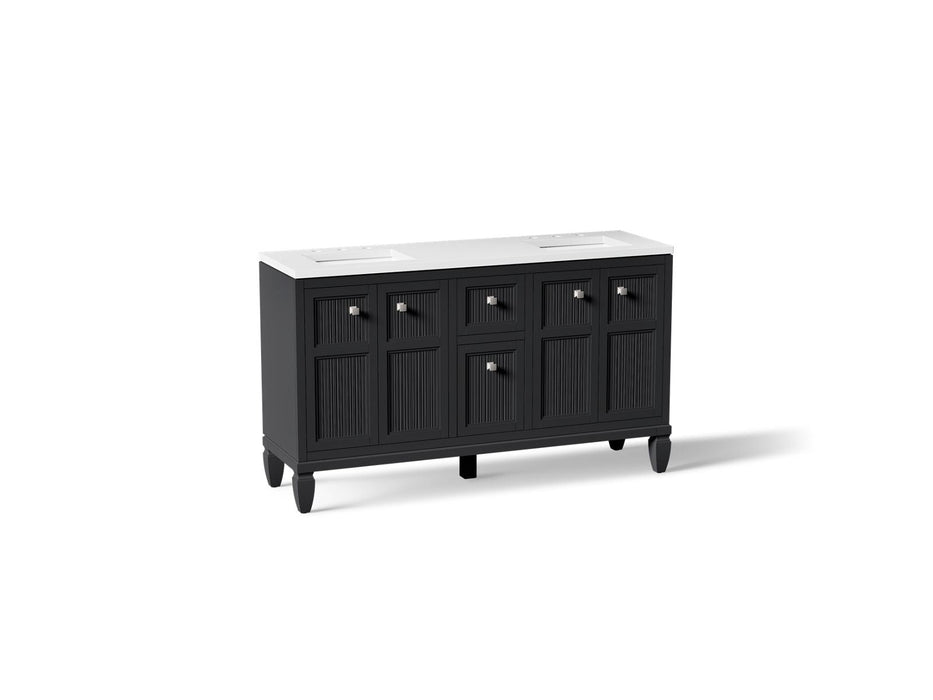 KOHLER K-33539-ASB Hearthaven 60" bathroom vanity cabinet with sinks and quartz top