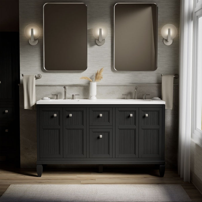KOHLER K-33539-ASB Hearthaven 60" bathroom vanity cabinet with sinks and quartz top
