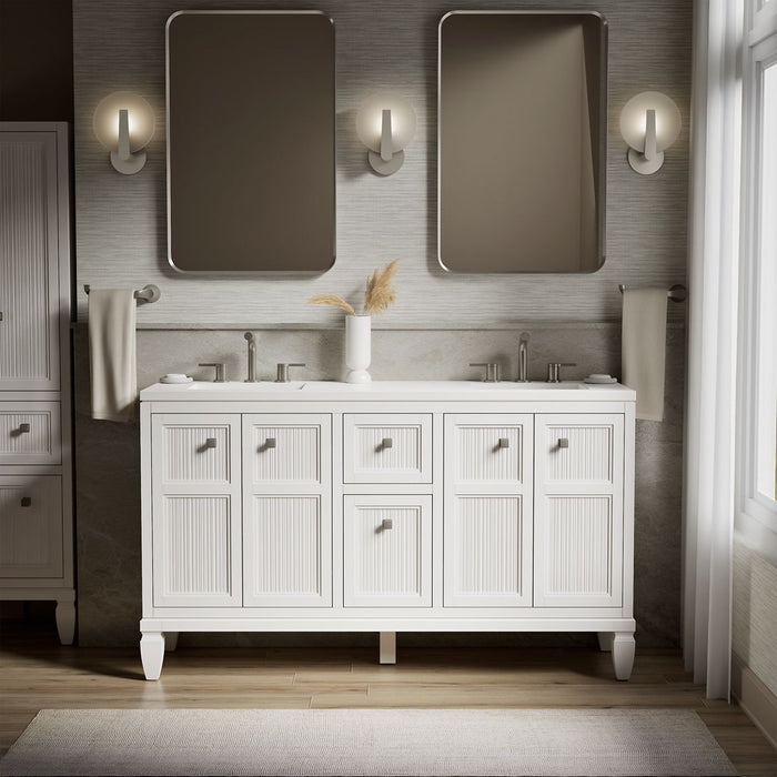 KOHLER K-33539-ASB Hearthaven 60" bathroom vanity cabinet with sinks and quartz top