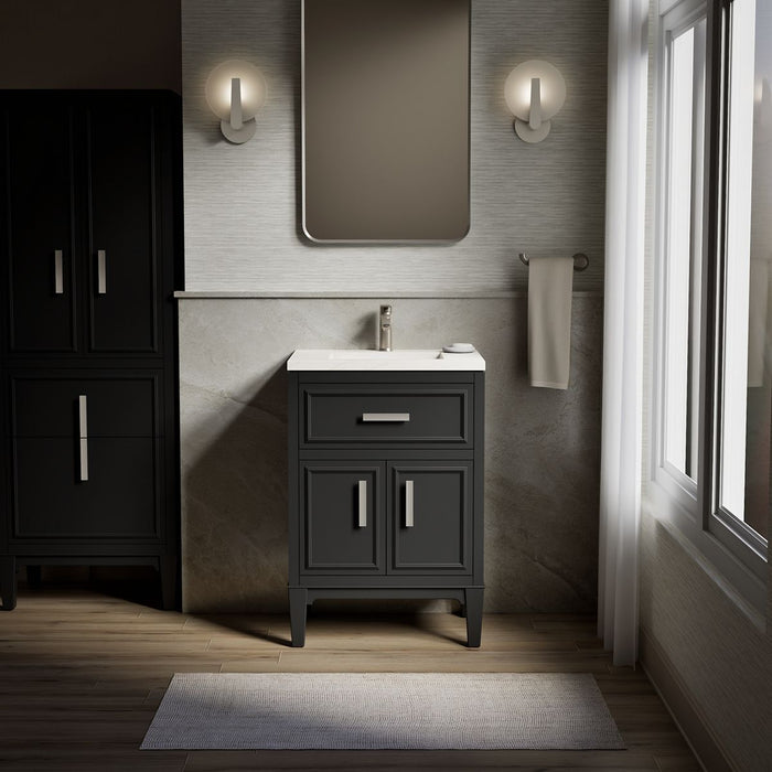 KOHLER K-33543-ASB Southerk 24" bathroom vanity cabinet with sink and quartz top, slate grey - view 5