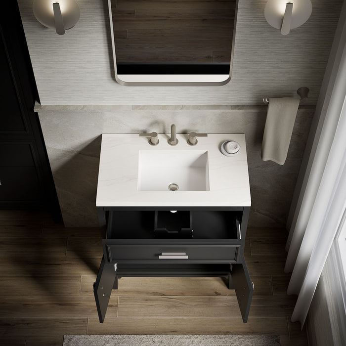 KOHLER K-33544-ASB Southerk 30" bathroom vanity cabinet with sink and quartz top, slate grey - view 4