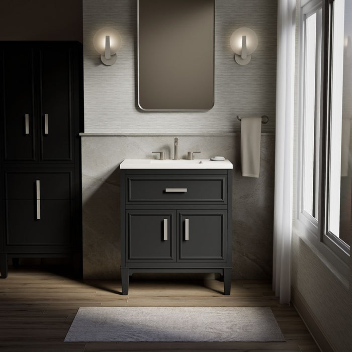 KOHLER K-33544-ASB Southerk 30" bathroom vanity cabinet with sink and quartz top, slate grey - view 5