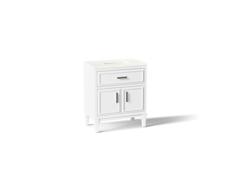 KOHLER K-33544-ASB Southerk 30" bathroom vanity cabinet with sink and quartz top, white