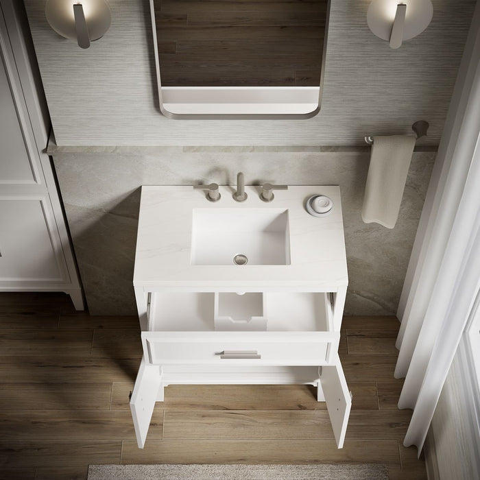 KOHLER K-33544-ASB Southerk 30" bathroom vanity cabinet with sink and quartz top, white - view 3