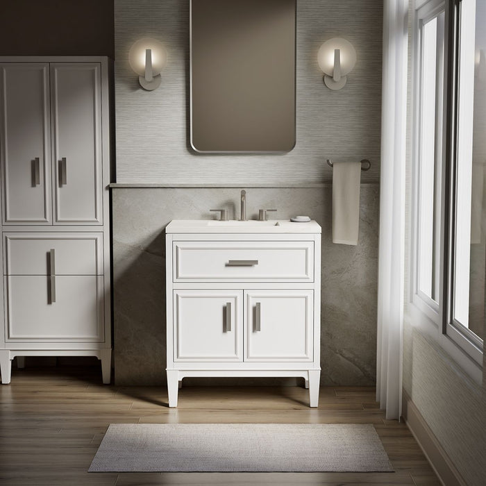 KOHLER K-33544-ASB Southerk 30" bathroom vanity cabinet with sink and quartz top, white - view 5