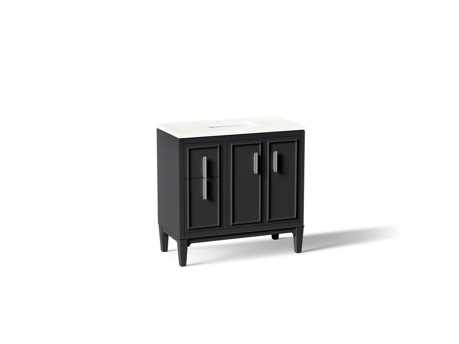 KOHLER K-33545-ASB Southerk 36" bathroom vanity cabinet with sink and quartz top, slate grey