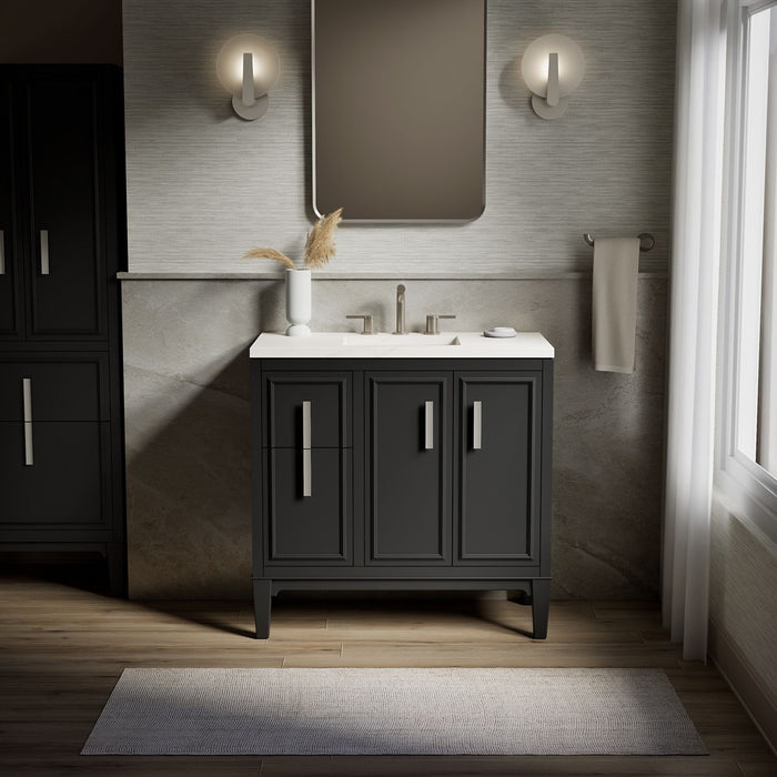 KOHLER K-33545-ASB Southerk 36" bathroom vanity cabinet with sink and quartz top, slate grey - view 4