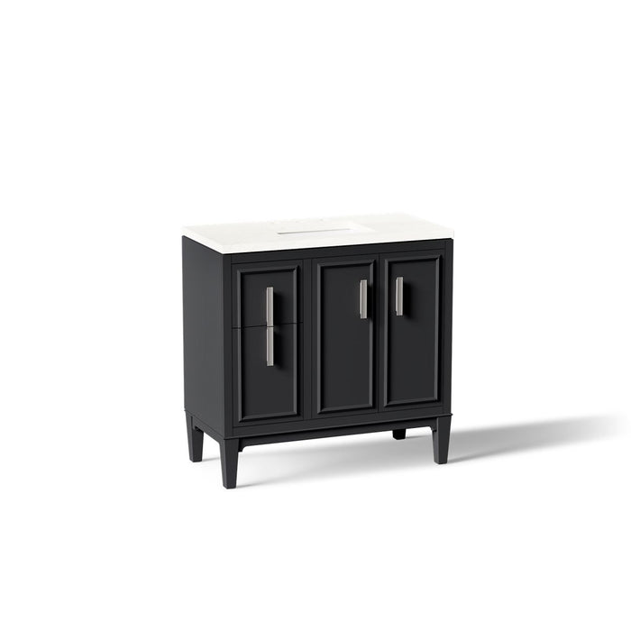 KOHLER K-33545-ASB Southerk 36" bathroom vanity cabinet with sink and quartz top, slate grey - view 5