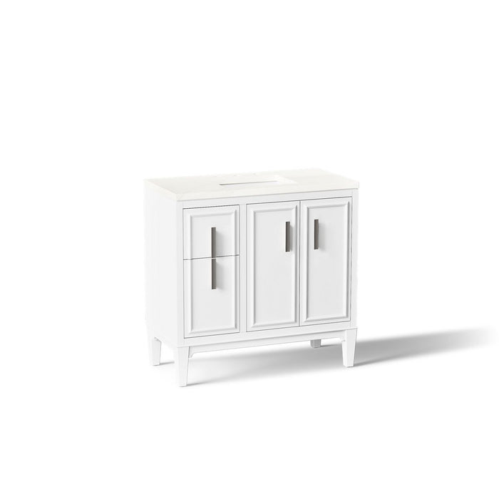 KOHLER K-33545-ASB Southerk 36" bathroom vanity cabinet with sink and quartz top, white - view 5