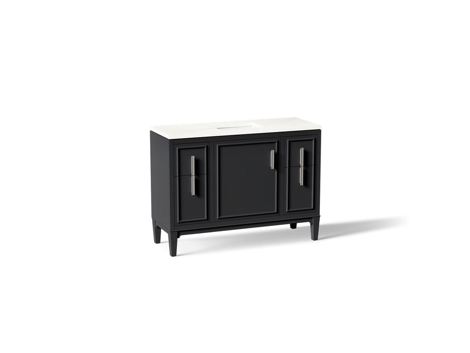 KOHLER K-33546-ASB Southerk 48" bathroom vanity cabinet with sink and quartz top, slate grey