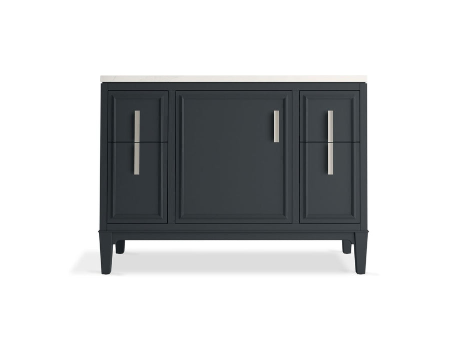 KOHLER K-33546-ASB Southerk 48" bathroom vanity cabinet with sink and quartz top, slate grey - view 4