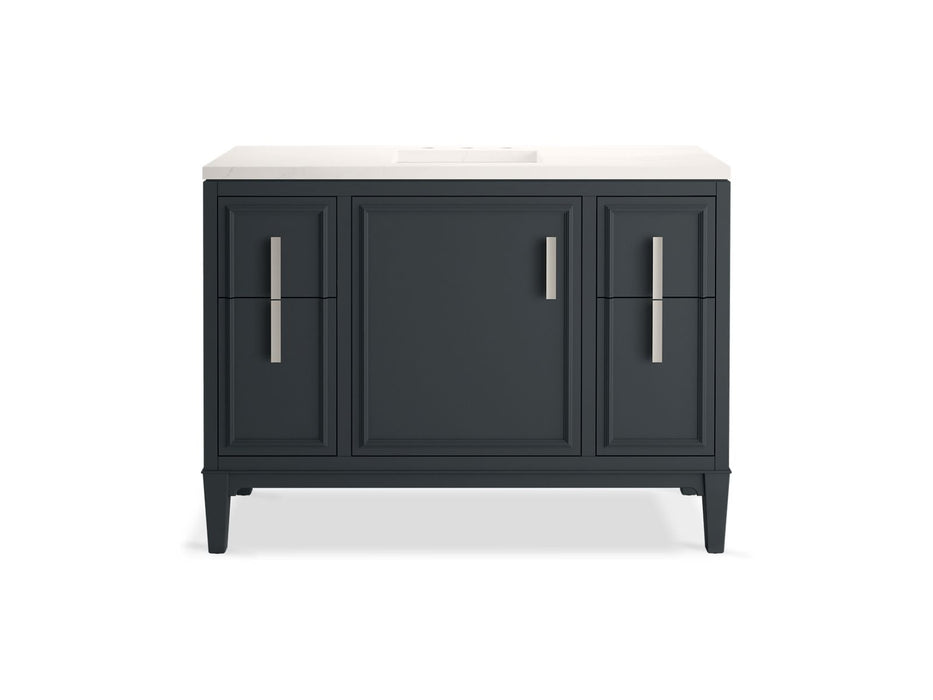 KOHLER K-33546-ASB Southerk 48" bathroom vanity cabinet with sink and quartz top, slate grey - view 5