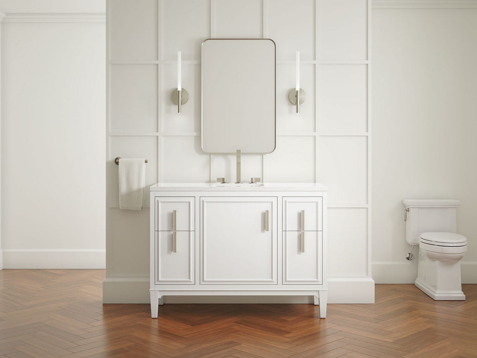 KOHLER K-33546-ASB Southerk 48" bathroom vanity cabinet with sink and quartz top, white - view 3