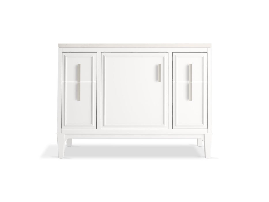 KOHLER K-33546-ASB Southerk 48" bathroom vanity cabinet with sink and quartz top, white - view 4