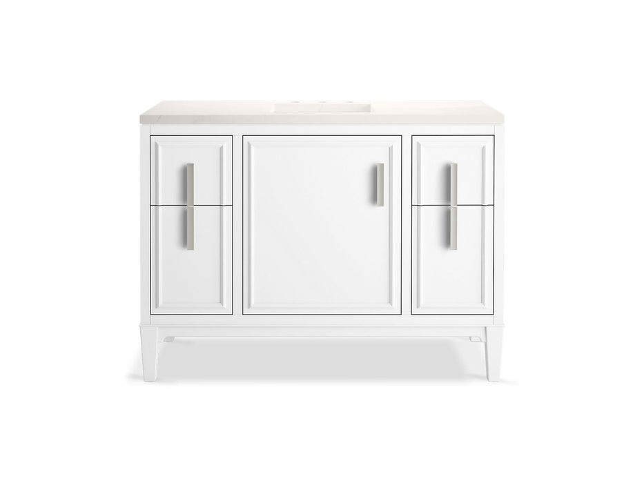 KOHLER K-33546-ASB Southerk 48" bathroom vanity cabinet with sink and quartz top, white - view 5