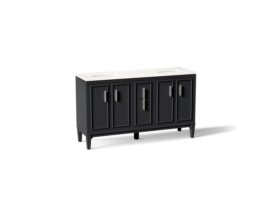 KOHLER K-33547-ASB Southerk 60" bathroom vanity cabinet with sinks and quartz top, slate grey