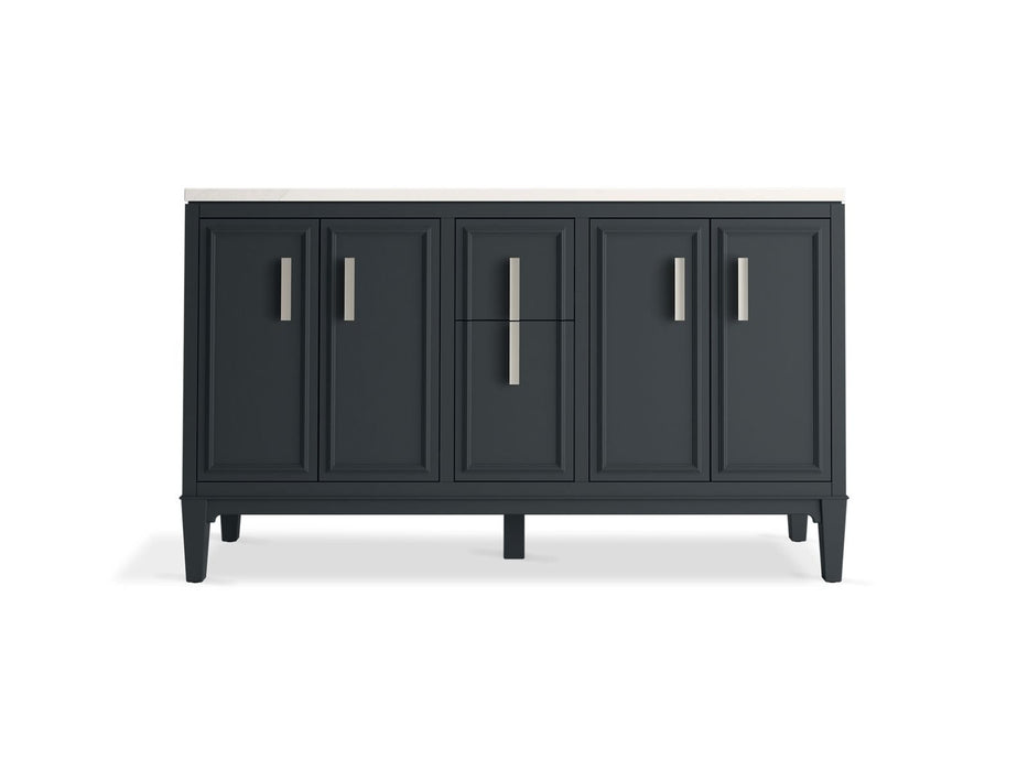 KOHLER K-33547-ASB Southerk 60" bathroom vanity cabinet with sinks and quartz top, slate grey - view 4