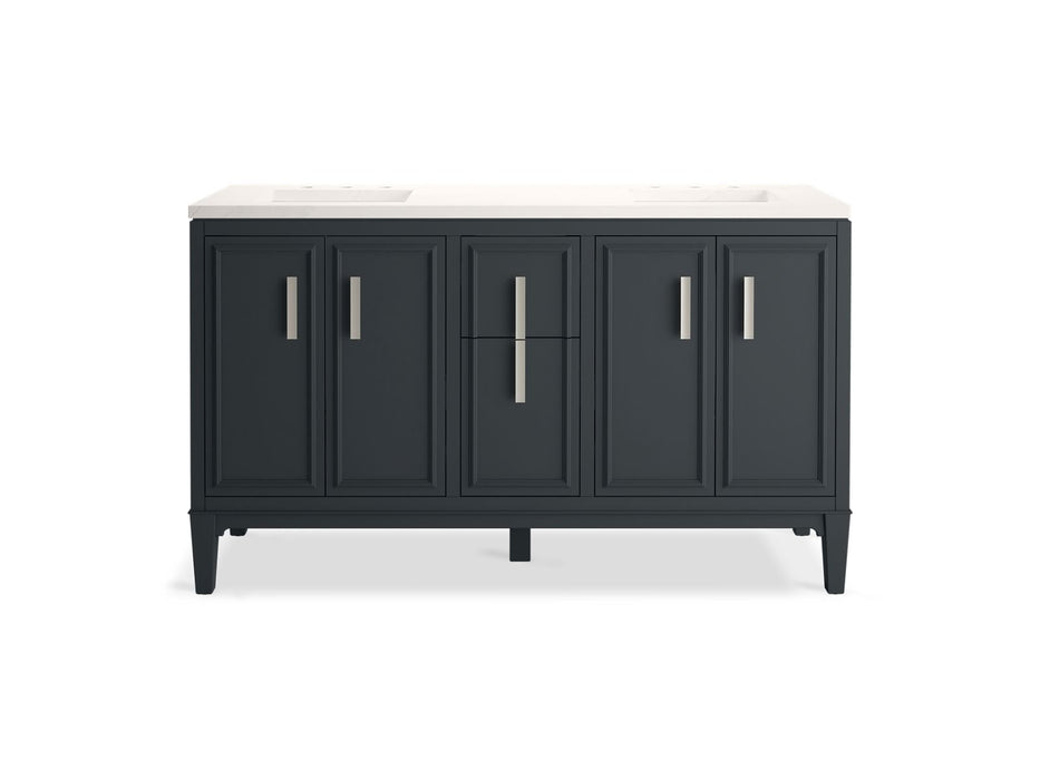 KOHLER K-33547-ASB Southerk 60" bathroom vanity cabinet with sinks and quartz top, slate grey - view 5