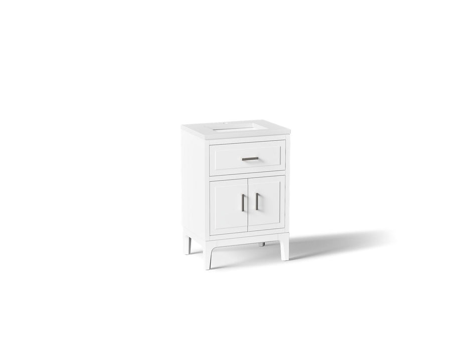 KOHLER K-33551-ASB Seer 24" bathroom vanity cabinet with sink and quartz top, white