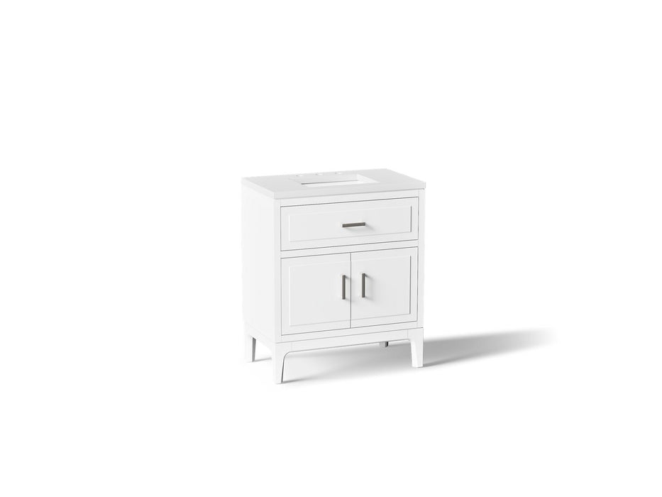 KOHLER K-33552-ASB Seer 30" bathroom vanity cabinet with sink and quartz top, white