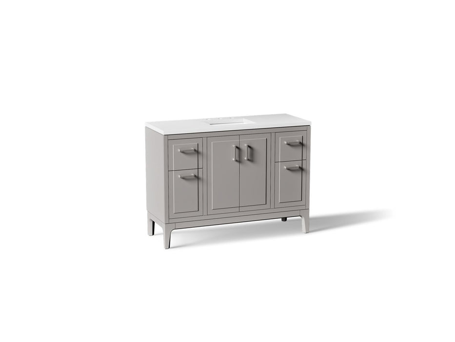 KOHLER K-33554-ASB Seer 48" bathroom vanity cabinet with sink and quartz top, mohair grey