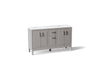 KOHLER K-33555-ASB Seer 60" bathroom vanity cabinet with sinks and quartz top, mohair grey