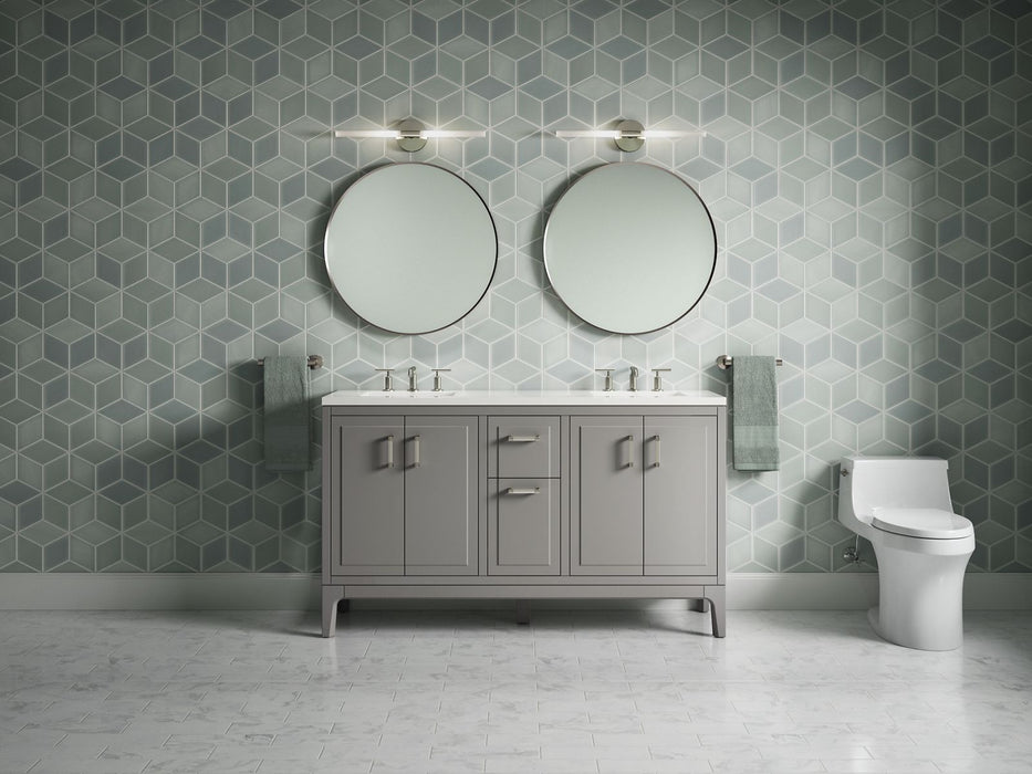 KOHLER K-33555-ASB Seer 60" bathroom vanity cabinet with sinks and quartz top, mohair grey - view 3