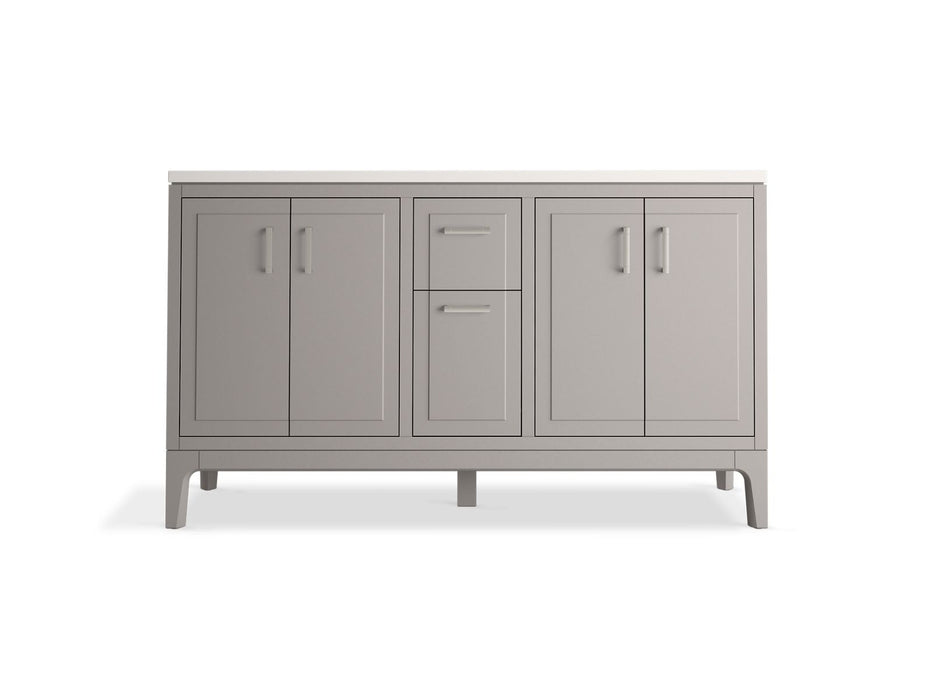 KOHLER K-33555-ASB Seer 60" bathroom vanity cabinet with sinks and quartz top, mohair grey - view 4