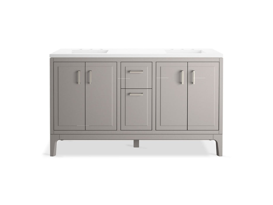 KOHLER K-33555-ASB Seer 60" bathroom vanity cabinet with sinks and quartz top, mohair grey - view 5