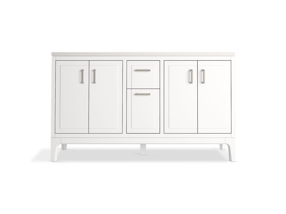 KOHLER K-33555-ASB Seer 60" bathroom vanity cabinet with sinks and quartz top, white - view 5