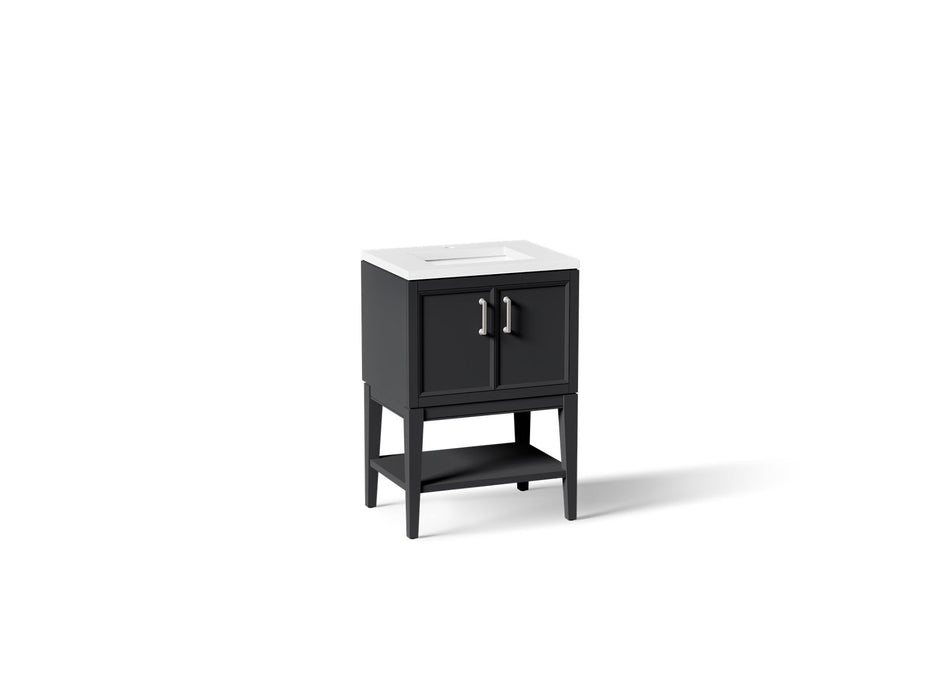 KOHLER K-33577-ASB Winnow 24" bathroom vanity cabinet with sink and quartz top, slate grey