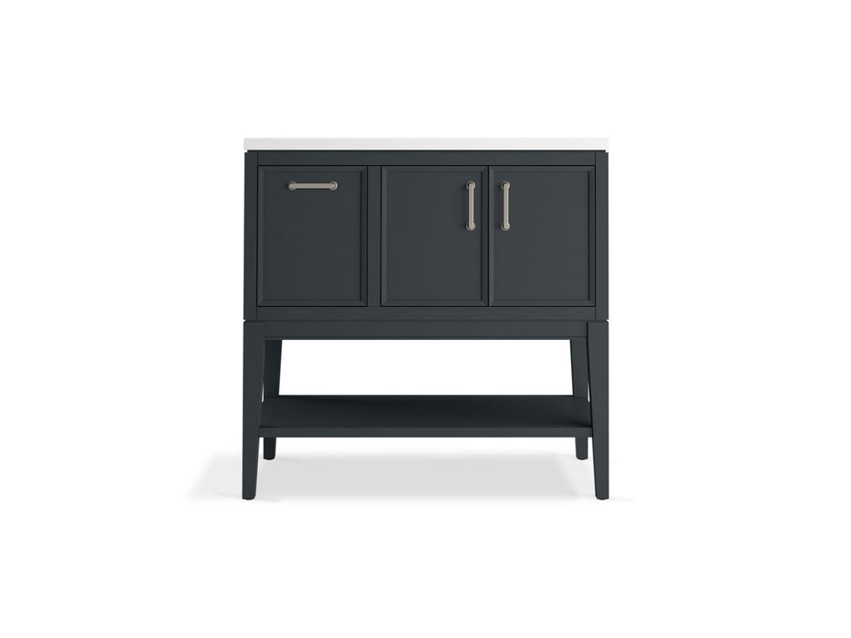 KOHLER K-33579-ASB Winnow 36" bathroom vanity cabinet with sink and quartz top, slate grey - view 4