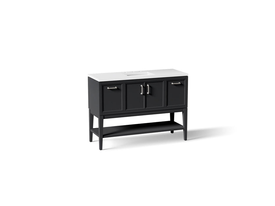 KOHLER K-33580-ASB Winnow 48" bathroom vanity cabinet with sink and quartz top, slate grey